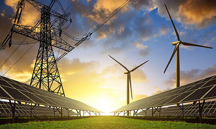 wind turbines under blue sky