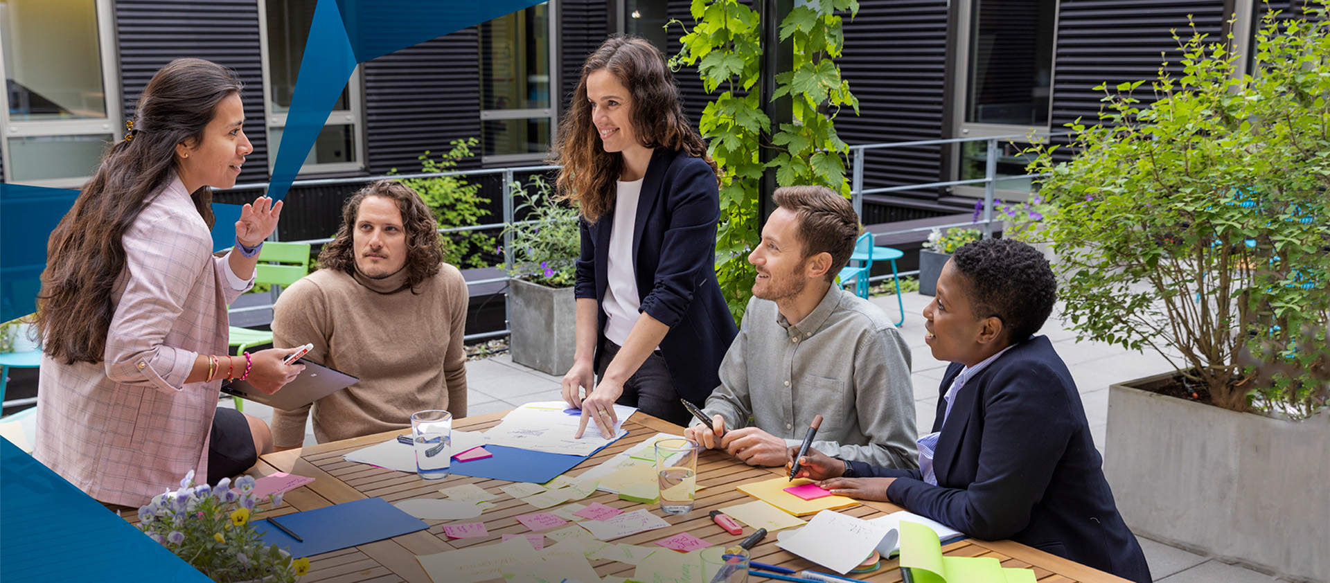 Man and woman working together on an innovative project